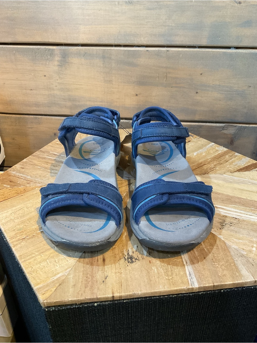 Abeo Navy Blue Kids Hook-and-Loop Sandals